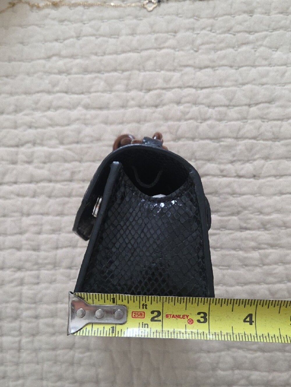 Ganni Black Leather Croc Embossed Belly Belt Bag with Tortoiseshell Handle. NWT. - Picture 8 of 9